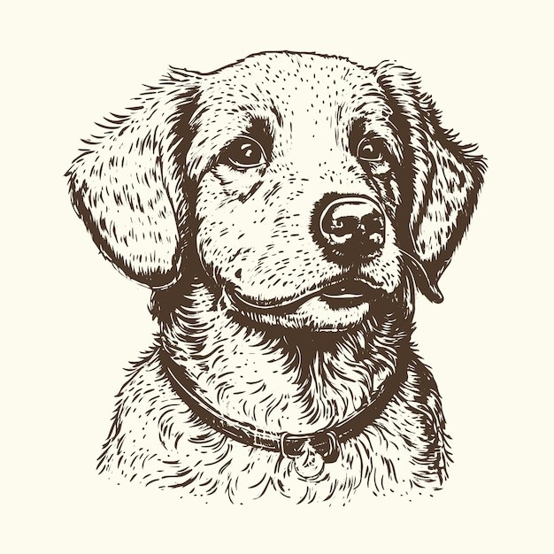 手绘金毛犬小狗插画