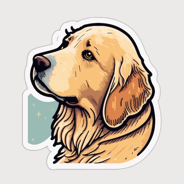 手绘金毛犬小狗插画