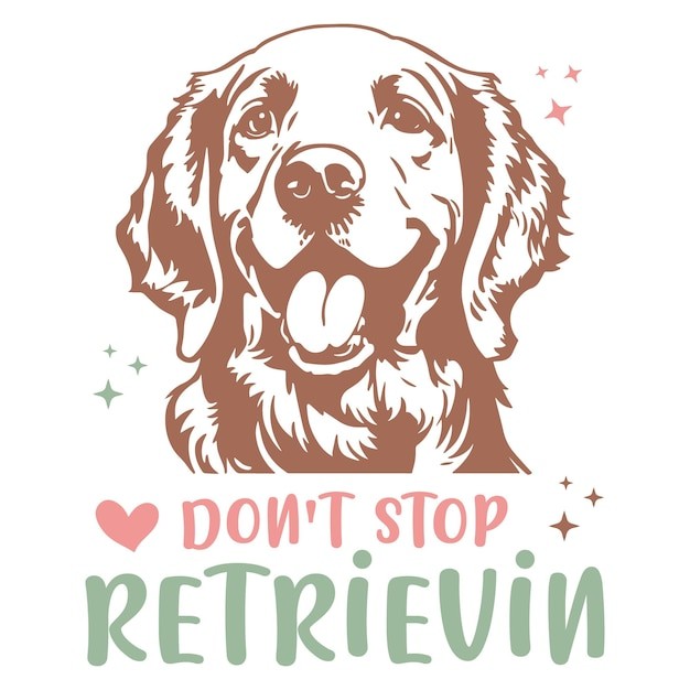 手绘金毛犬小狗插画