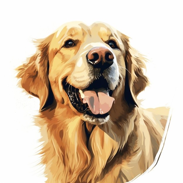 手绘金毛犬小狗插画