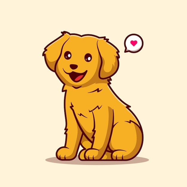 手绘金毛犬小狗插画