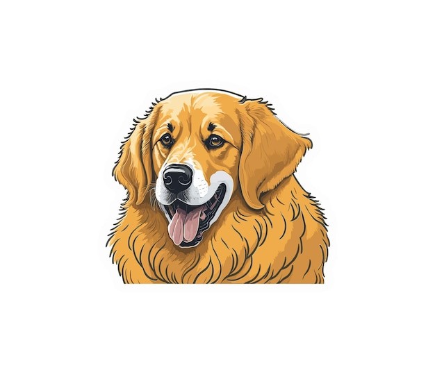 手绘金毛犬小狗插画