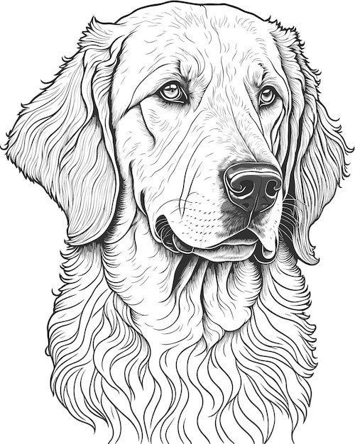 手绘金毛犬小狗插画