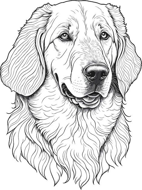手绘金毛犬小狗插画