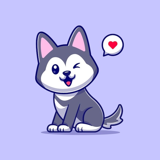 哈士奇犬小狗插画