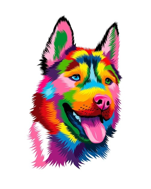 哈士奇犬小狗插画