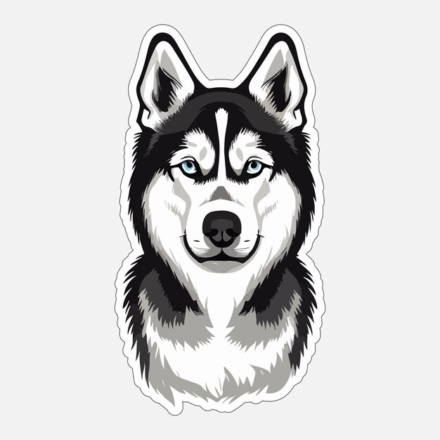 哈士奇犬小狗插画