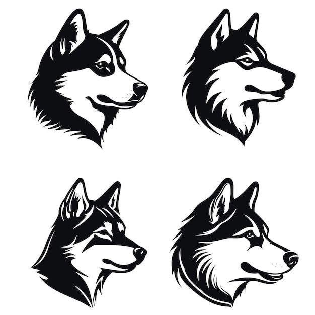 哈士奇犬小狗插画