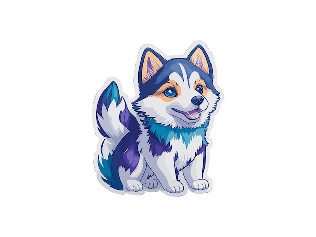 哈士奇犬小狗插画