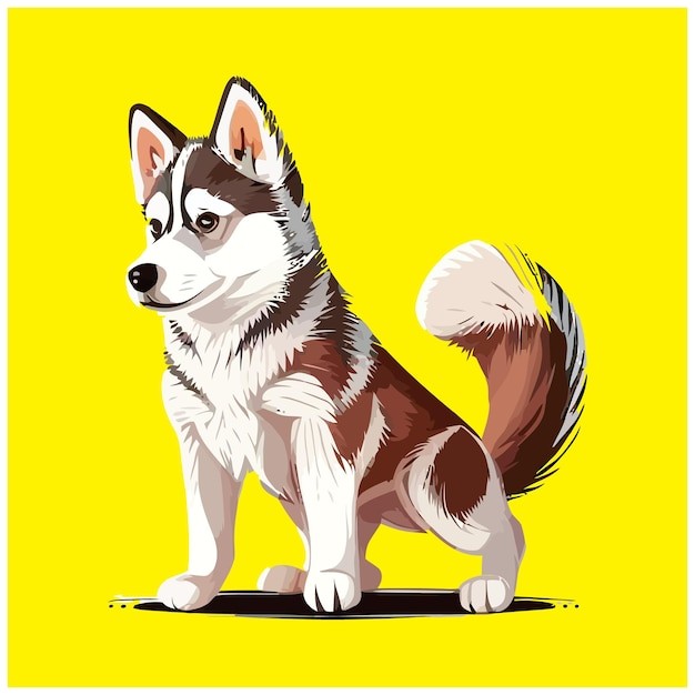 哈士奇犬小狗插画