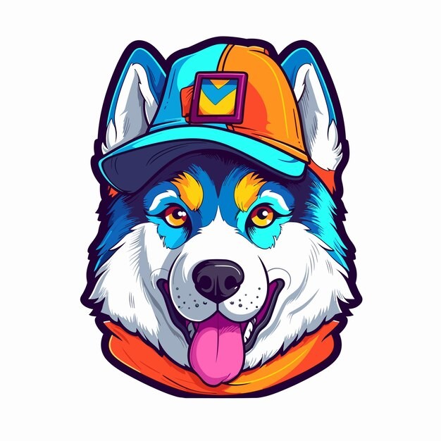 哈士奇犬小狗插画