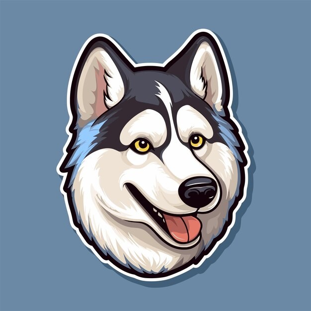 哈士奇犬小狗插画