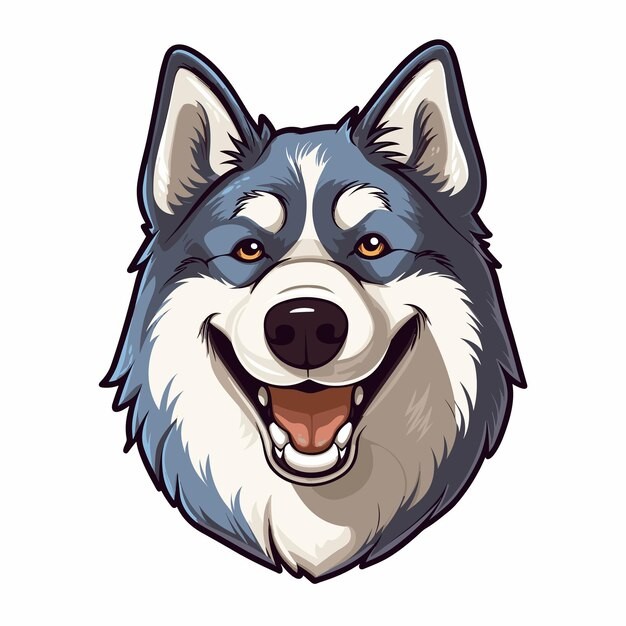 哈士奇犬小狗插画