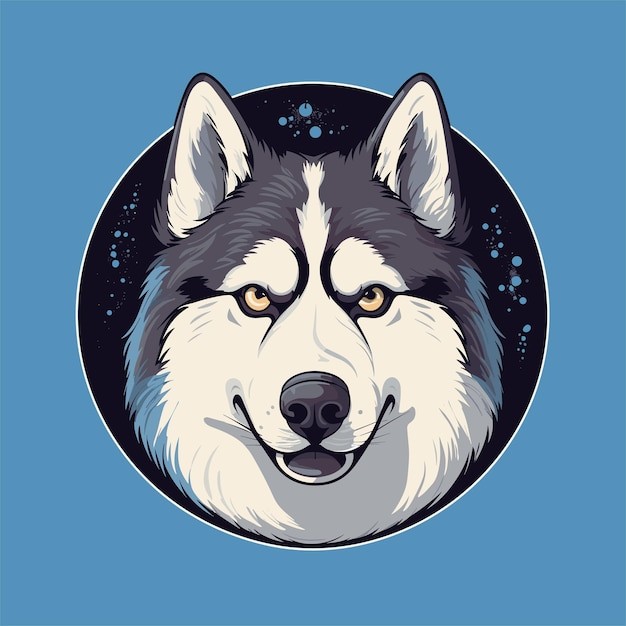 哈士奇犬小狗插画