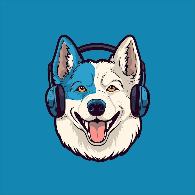 哈士奇犬小狗插画