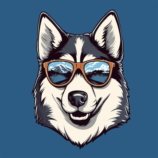 哈士奇犬小狗插画