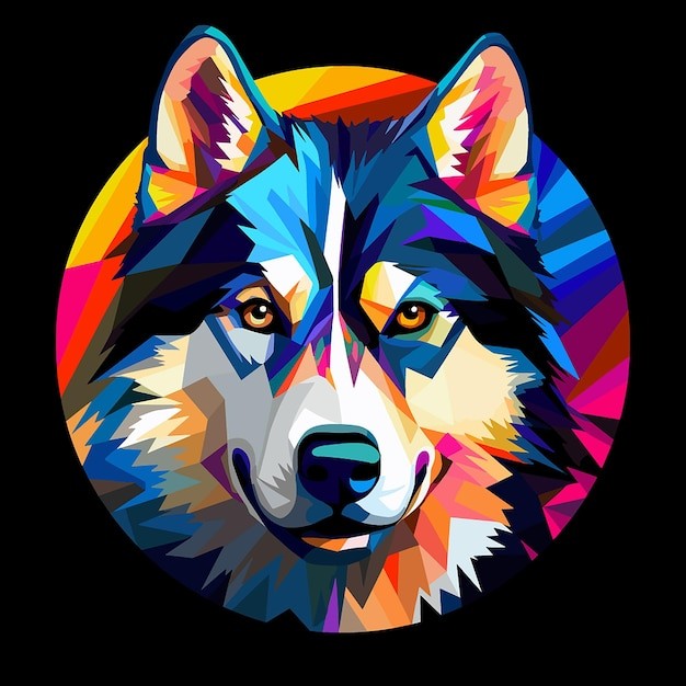 哈士奇犬小狗插画