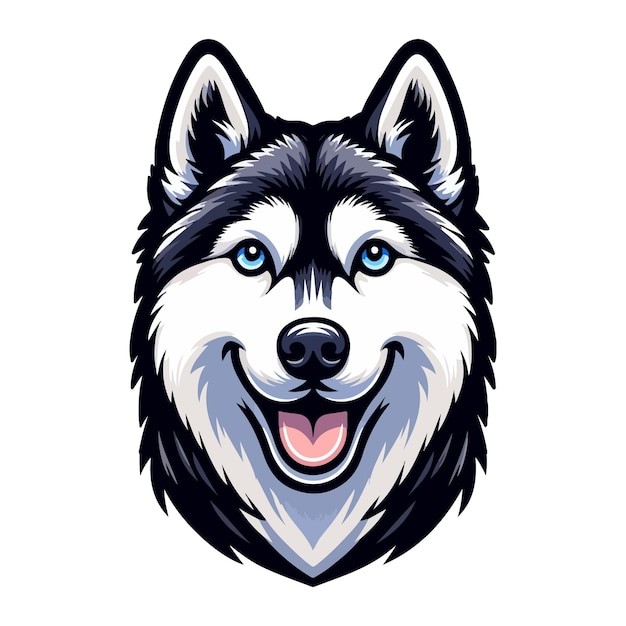 哈士奇犬小狗插画