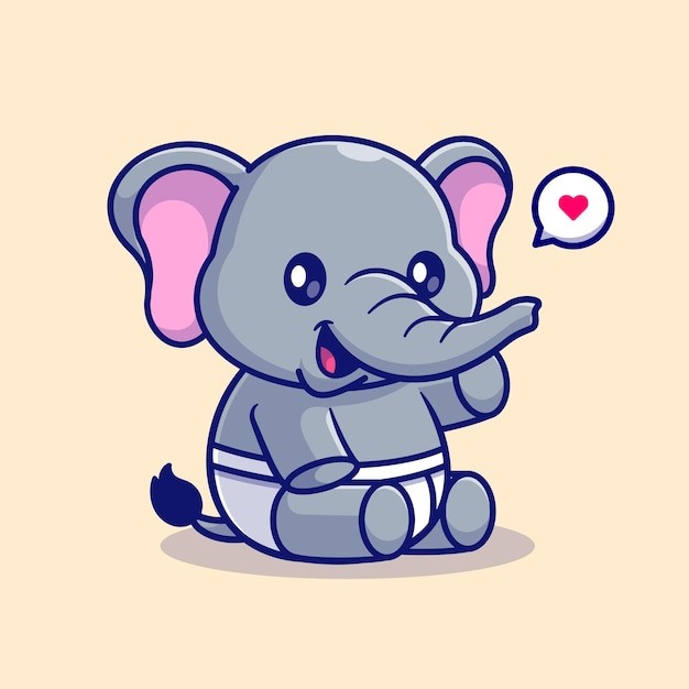 可爱的卡通大象插画