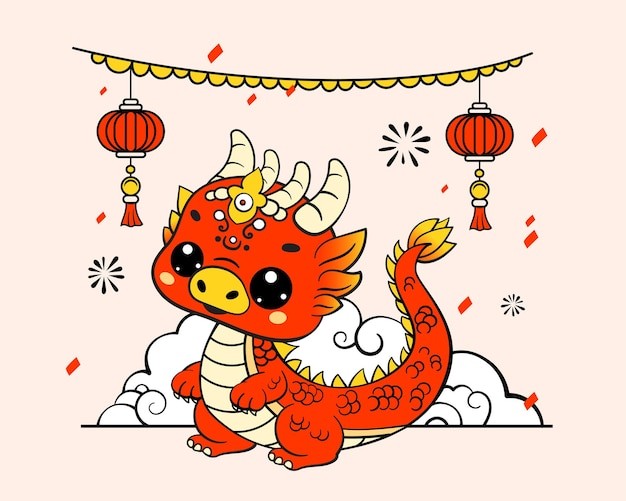 2024年龙年卡通龙插画