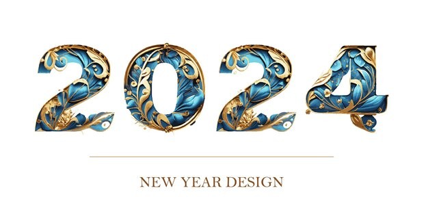 花纹花朵2024年数字字体元素