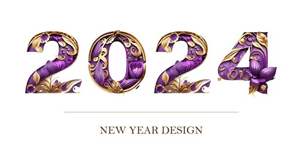 花纹花朵2024年数字字体元素