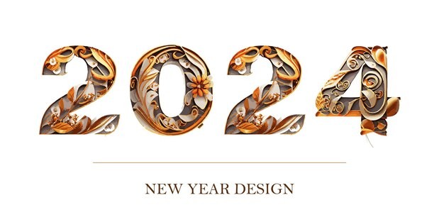 花纹花朵2024年数字字体元素