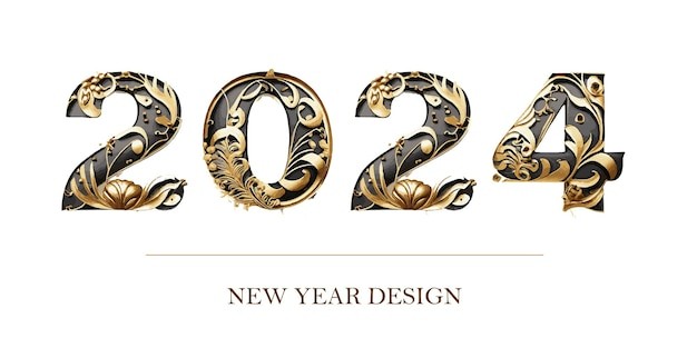 花纹花朵2024年数字字体元素