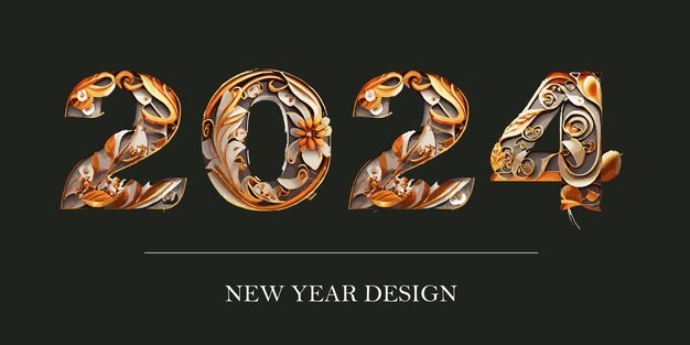 花纹花朵2024年数字字体元素