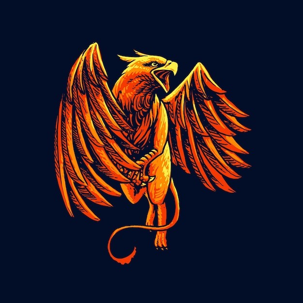 飞行狮鹫怪物插画