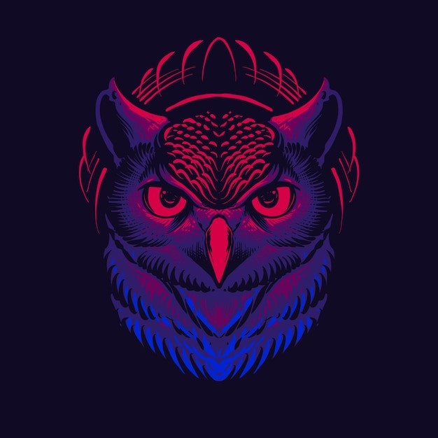 深色猫头鹰插画