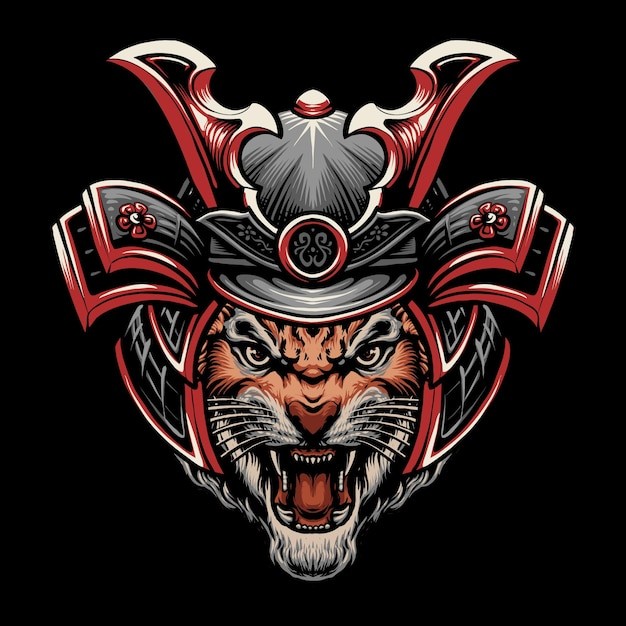 日本武士虎头插画