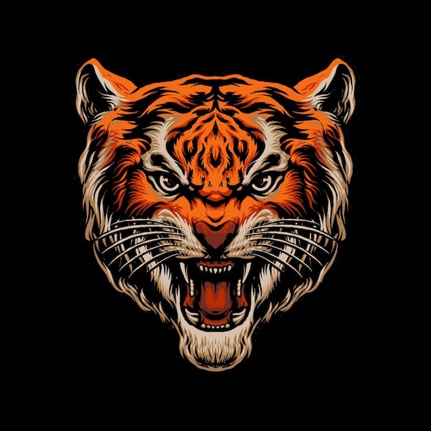 咆哮老虎插画