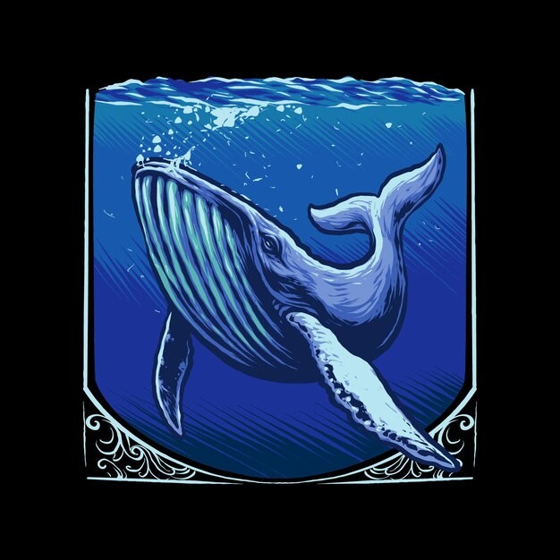 鲸鱼蓝鲸插画
