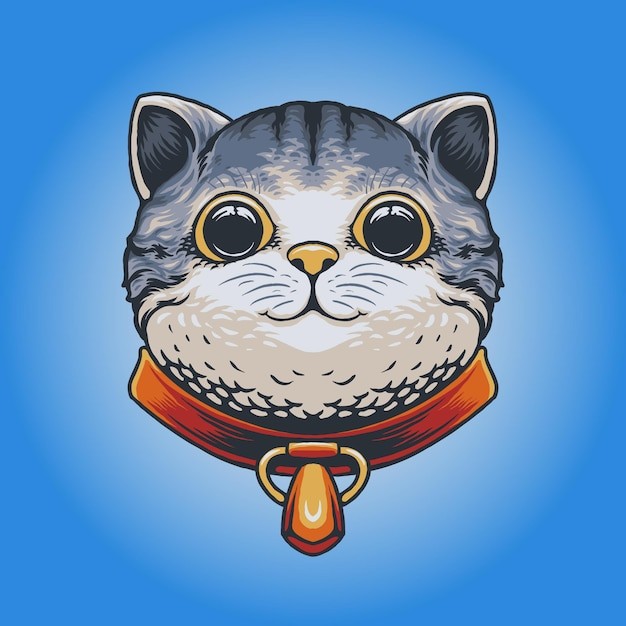 可爱的猫头插画