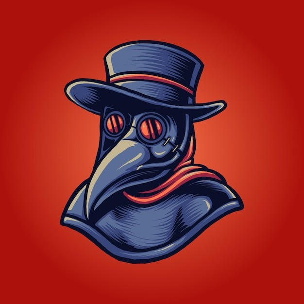 瘟疫医生鸟嘴面具插画