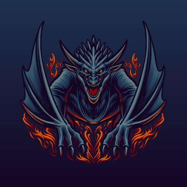 红龙魔龙怪物插画