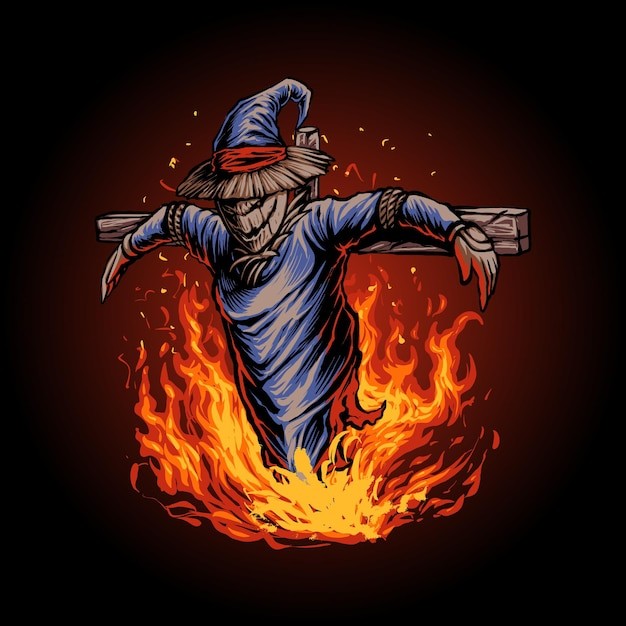 万圣节稻草人插画