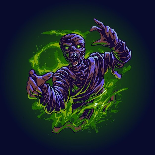 木乃伊攻击插画