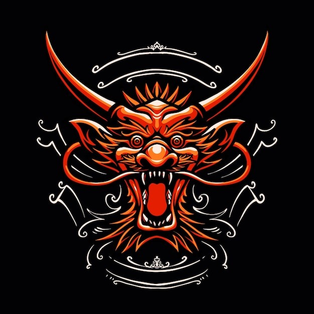 红色中国龙插画