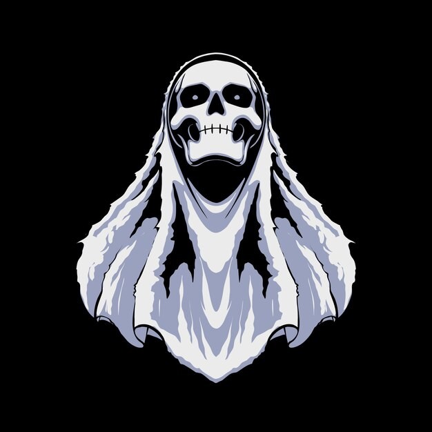 骷髅鬼万圣节插画