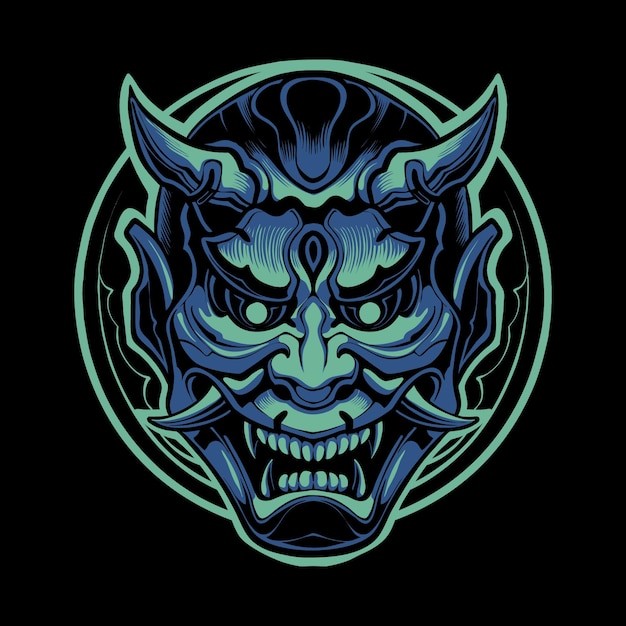 机器人鬼面具插画