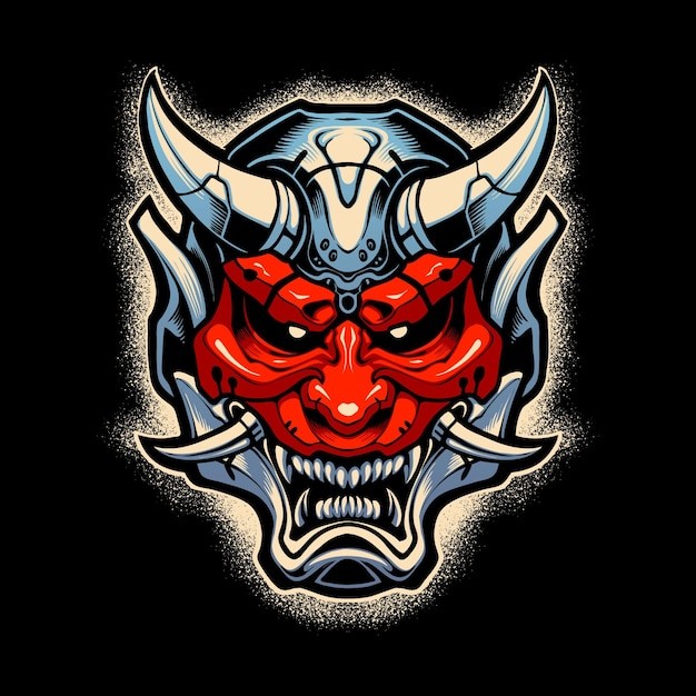 机器人鬼面具插画