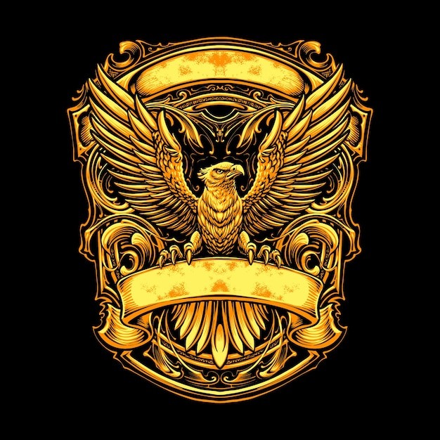 金色老鹰装饰插画