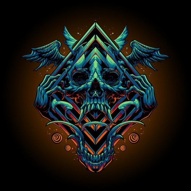 黑暗骷髅头插画