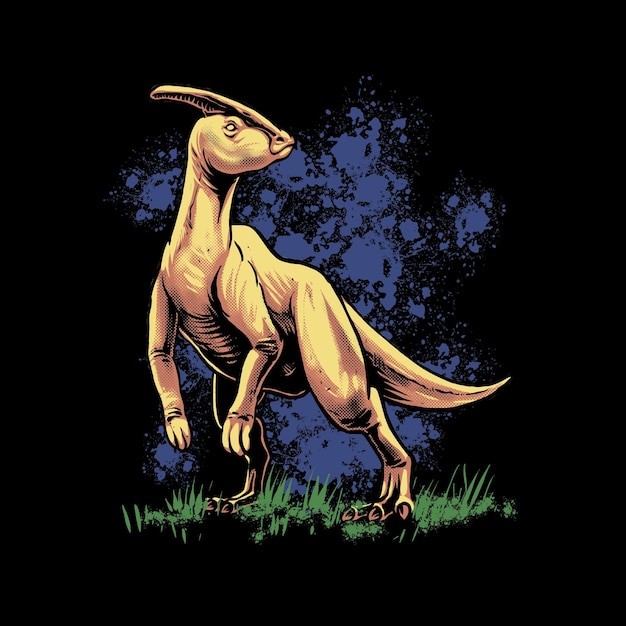 副栉龙恐龙插画