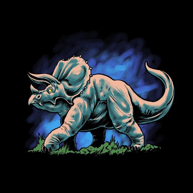 三角龙恐龙插画