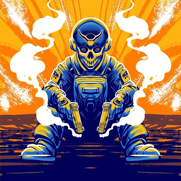 骷髅士兵军事插画