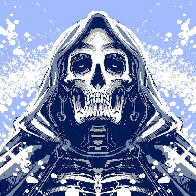 邪恶的死神骷髅插画