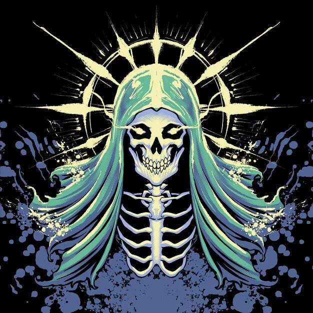 邪恶的死神骷髅插画